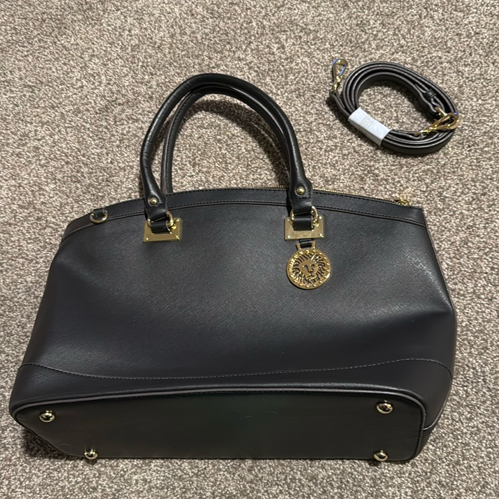 Anne Klein Black Leather Tote, Like New, only used a few times. Strap never used